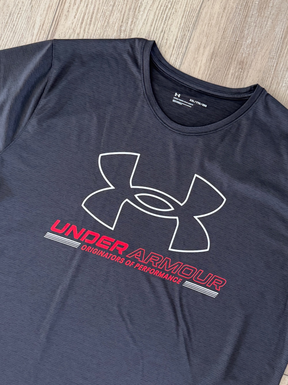 Under Armour Black Short Sleeve Logo Performance Tee with Red Accent